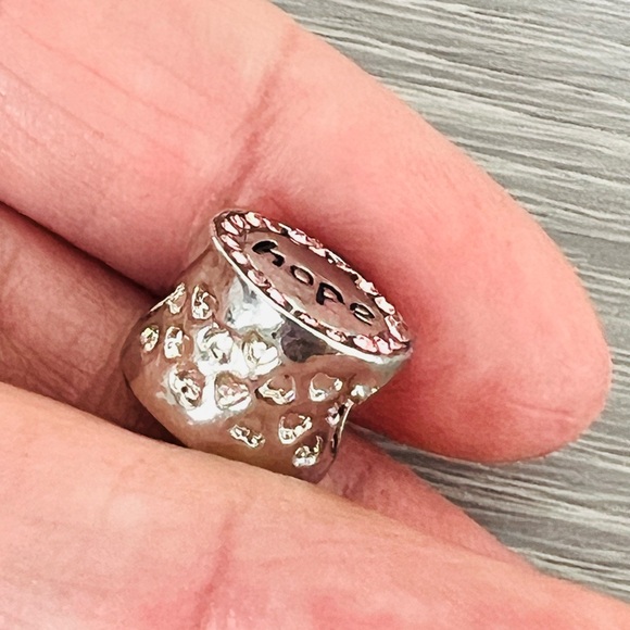 Silver plated paved crystal HOPE  bracelet charm - Picture 5 of 6